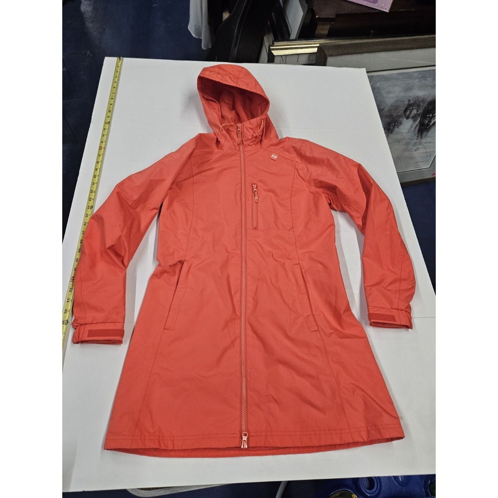 vibrant coral-orange Helly Hansen Women's Long Belfast Jacket Size Small